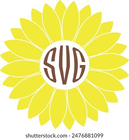 Sunflower monogram frame. Sunflower vector illustration.