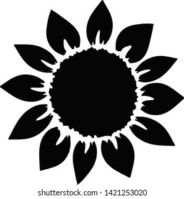 Sunflower monogram isolated, for cutting, Yellow summer flower - vector