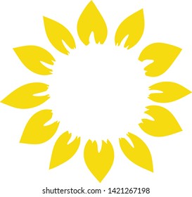 Sunflower monogram isolated, for cutting, Yellow summer flower - vector