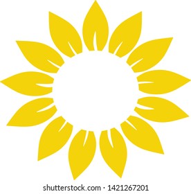 Monograma de girassol isolado, para corte, flor de verão amarelo - vetor