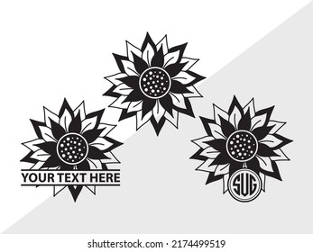 Sunflower Monogram SVG Printable Vector Illustration