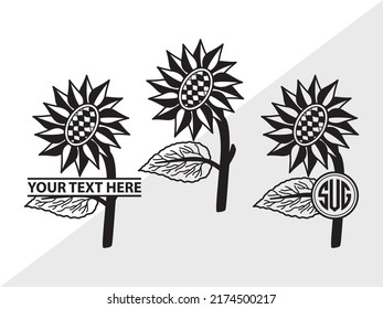 Sunflower Monogram SVG Printable Vector Illustration