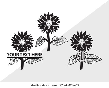 Sunflower Monogram SVG Printable Vector Illustration