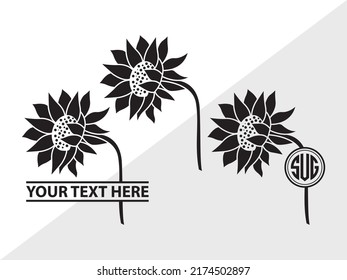 Sunflower Monogram SVG Printable Vector Illustration