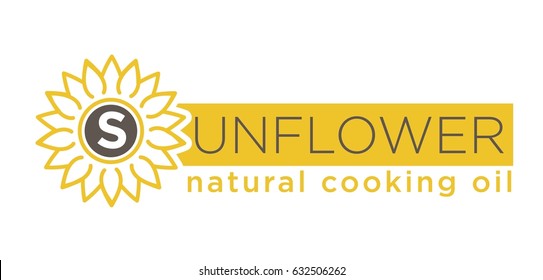 Sunflower natural cooking oil emblem of natural organic oil