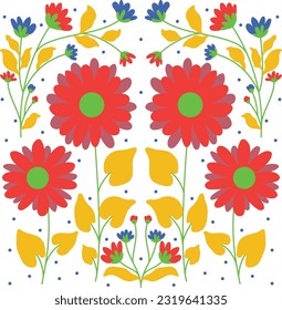 Sonnenblumen und natürliches Otomi-Textil-Muster 