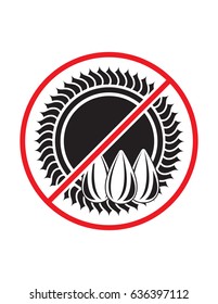 sunflower not allowed black white and red vector sign