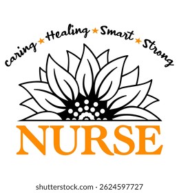 Sunflower nurse caring healing smart strong design