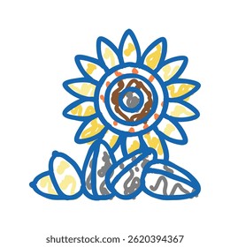 porca de girassol ícone doodle esboço vetor. sinal de porca de girassol. símbolo isolado ilustração