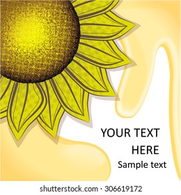 Sunflower with oil background. Colorful vector banner.