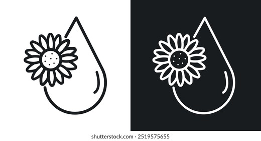 Sunflower oil black and white icon.