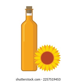 sunflower oil bottle flat vector illustration