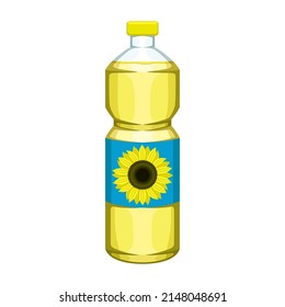 Sunflower oil bottle isolated on white background.