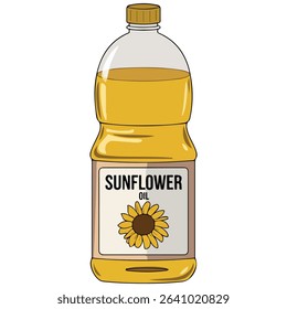 Sunflower oil bottle vector art isolated on white background