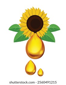 Sunflower with oil drop stock illustration