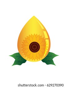sunflower oil, flower, seed sunflower concept in the bottle with the flower.vector illustration