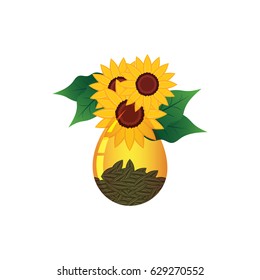 sunflower oil, flower, seed sunflower concept in the bottle with the flower.vector illustration
