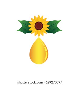 sunflower oil, flower, seed sunflower concept in the bottle with the flower.vector illustration