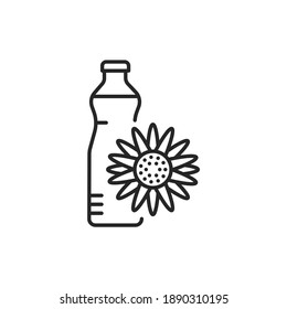 Sunflower oil glass bottle color line icon