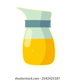 Sunflower oil in a glass, jar, yellow, vector illustration