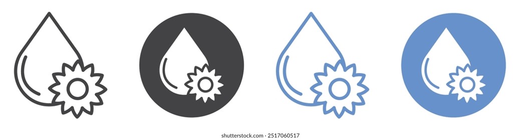 Sunflower oil icon flat line symbol set.