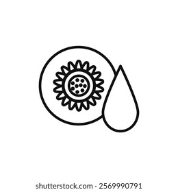 Sunflower oil icon flat line symbol set.