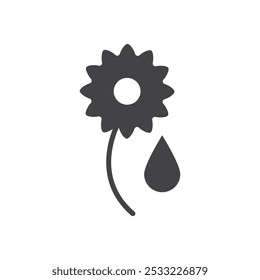 Sunflower oil icon Flat simple outline set