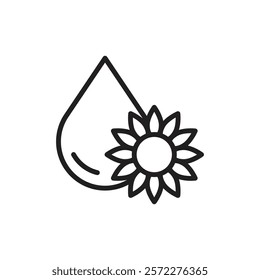 Sunflower oil icon Flat vector set outline