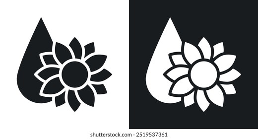 Sunflower oil icon icons in black and white filled style