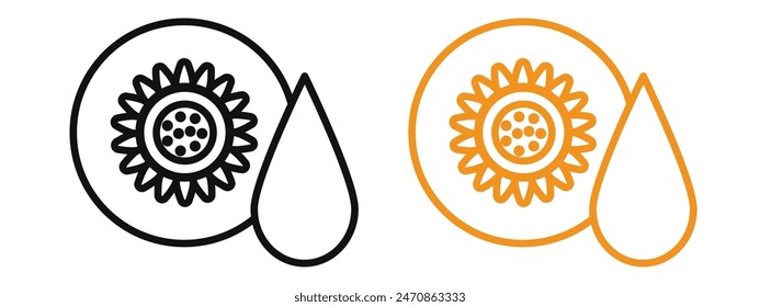 Sunflower oil icon mark in filled style