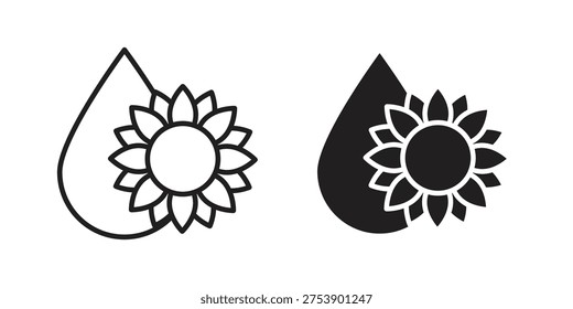 Icono de aceite de girasol en un estilo de arte de línea simple. EPS10