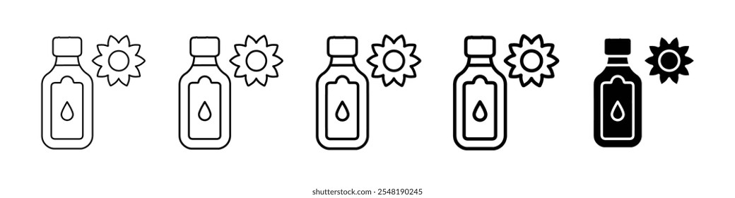 sunflower oil icon Simple thin line logo set