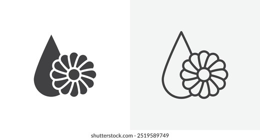 Sunflower oil icon. solid filled and stroke thin line style eps 10