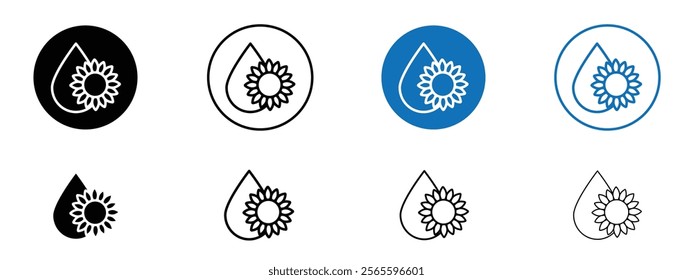 Sunflower oil icons in black and blue colors