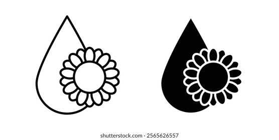 Sunflower oil icons in black and white colors