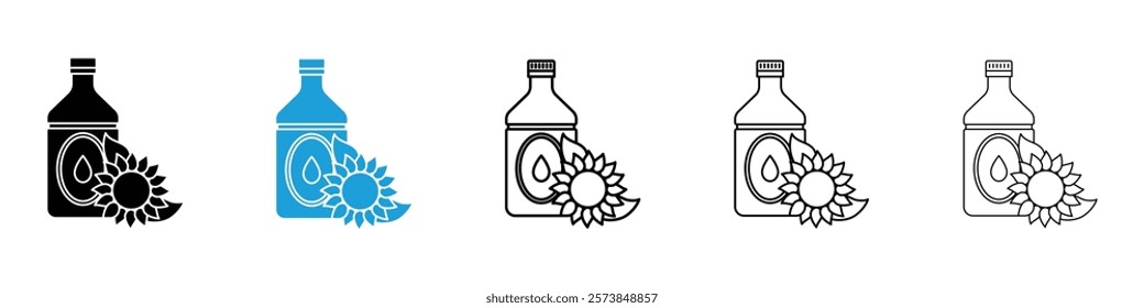 Sunflower oil icons in filled and 3 stroke weights