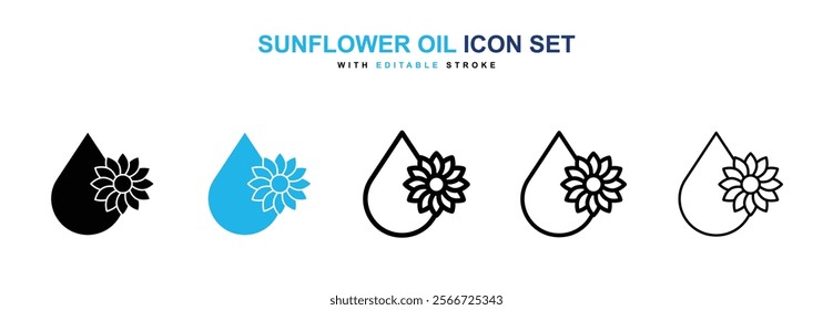 Sunflower oil icons vector collection pack.