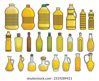 Sonnenblumenöl einzeln auf weißem Hintergrund. Vektorfarbensymbole Symbol Flasche Öl. Isolierte Farbset Symbol Sonnenblumen Produkt.