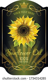 Sunflower oil  label template for your design. Vector colorful illustration.