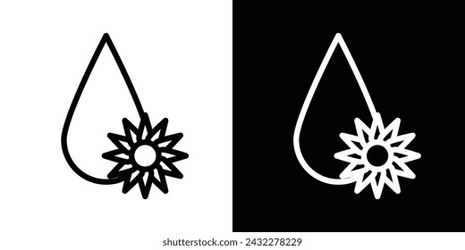 Sunflower Oil Line Icon on White Background for web.