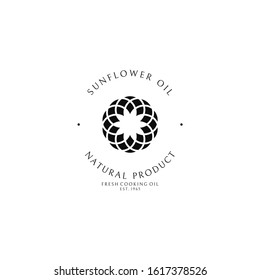 Sunflower oil. Logo template. Abstract flower