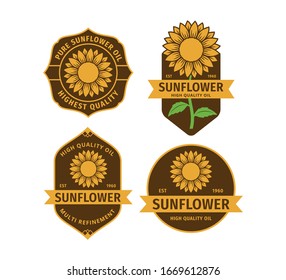 sunflower oil product label vector logo design template set concept in yellow and brown color