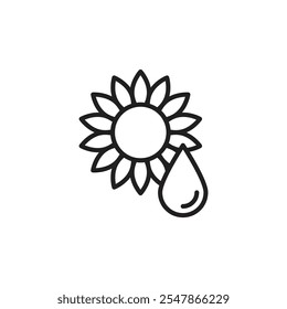 Sunflower oil thin line vector icon