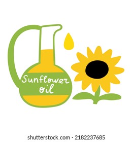 Sunflower oil. Vector flat illustration on white background. 