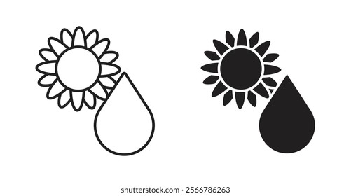 Sunflower oil vector line icon illustration