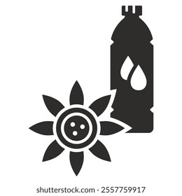 sunflower oil, vegetable fat, plastic bottle icon, flat vector illustration on a white background