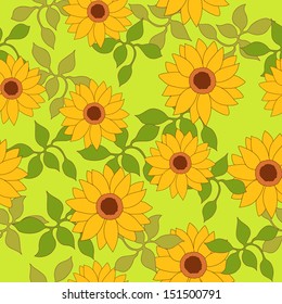 Sunflower on the green background
