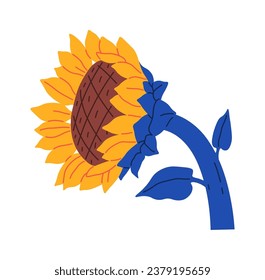 Sunflower On Stem Vector Illustration