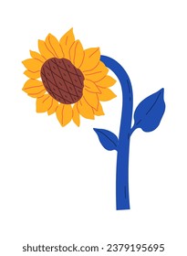 Sunflower On Stem Vector Illustration