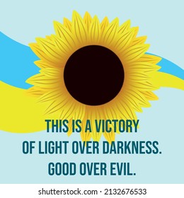 Sunflower on ukrainan flag. Peace in the world. Stop war.